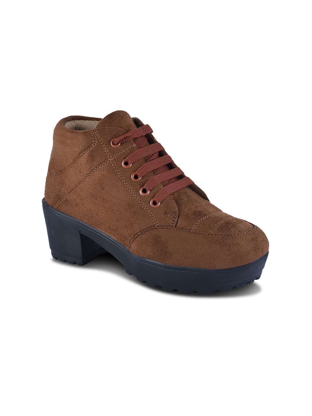 

HERE&NOW Women Block-Heeled Regular Boots, Tan
