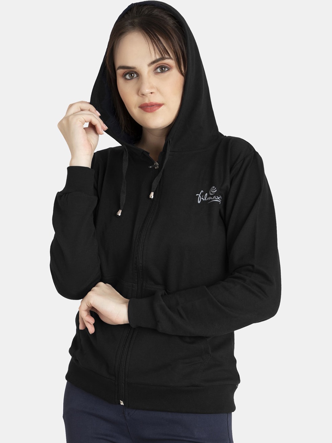 

FILMAX ORIGINALS Women Plus Size Pure Cotton Hooded Sweatshirt, Black