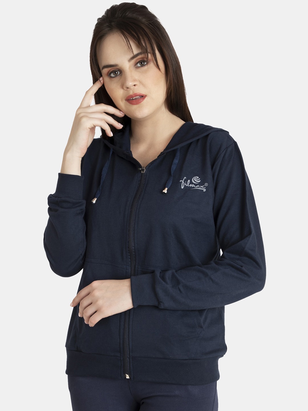 

FILMAX ORIGINALS Women Plus Size Pure Cotton Hooded Sweatshirt, Navy blue