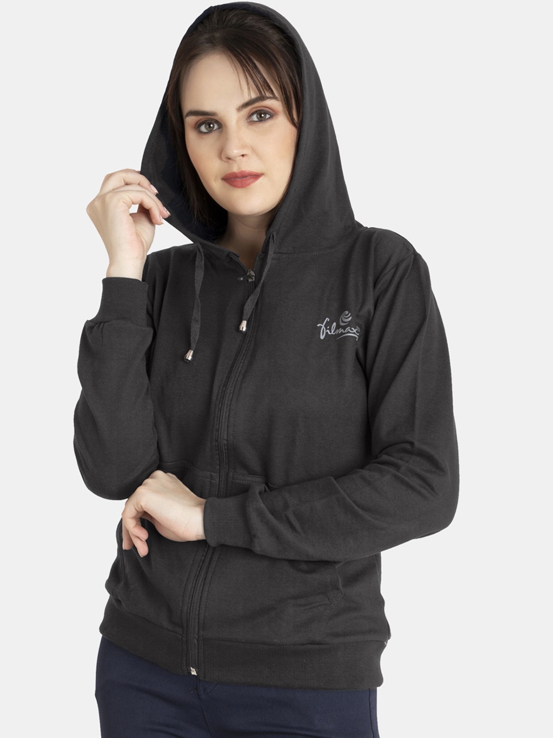 

FILMAX ORIGINALS Women Plus Size Pure Cotton Hooded Sweatshirt, Charcoal