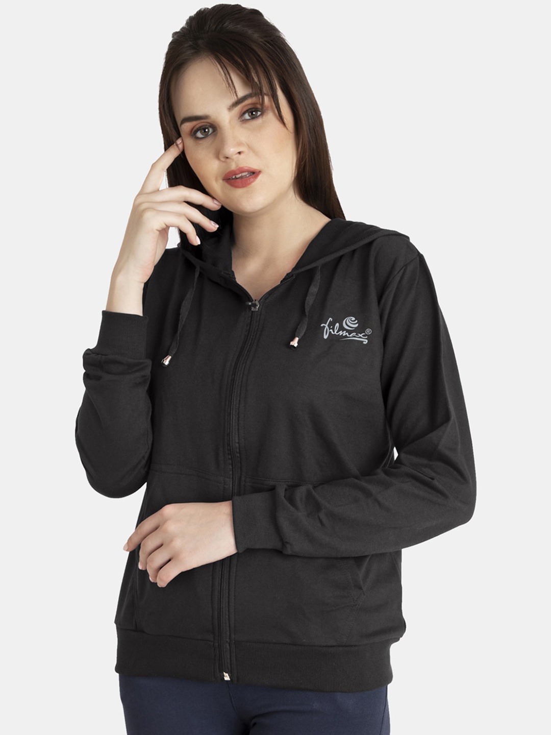 

FILMAX ORIGINALS Women Plus Size Pure Cotton Hooded Sweatshirt, Charcoal
