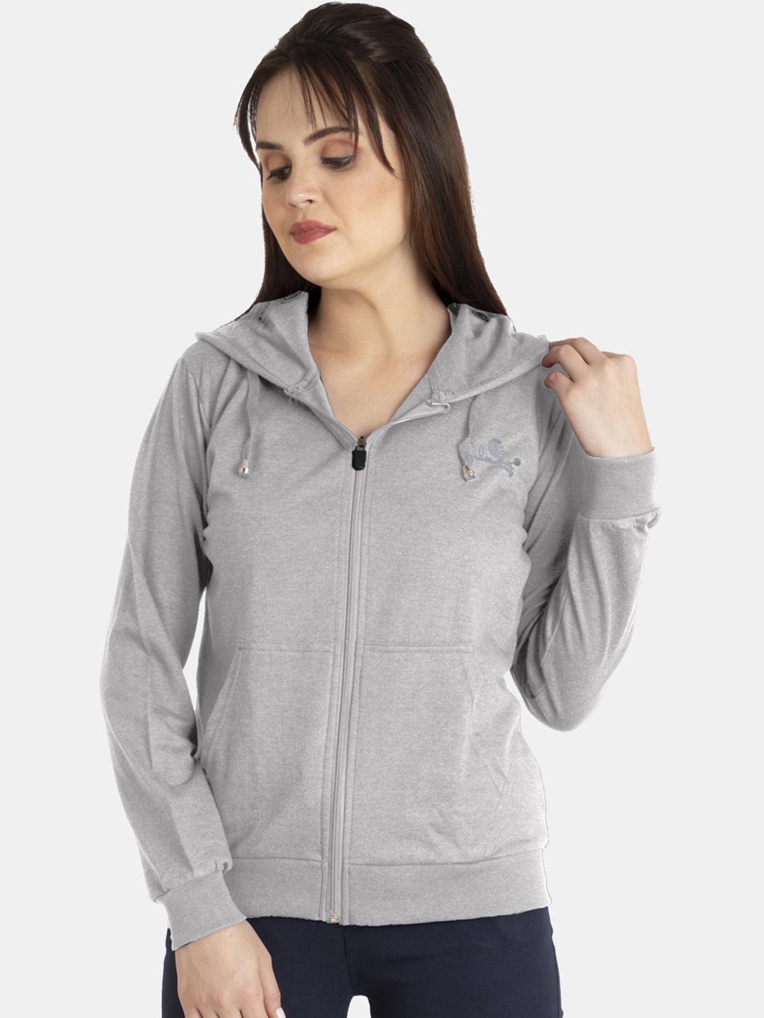 

FILMAX ORIGINALS Women Plus Size Pure Cotton Hooded Sweatshirt, Grey melange