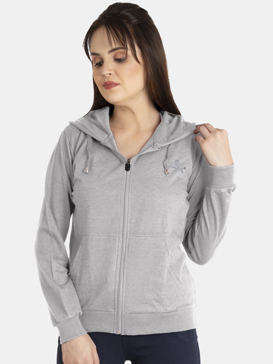 

FILMAX ORIGINALS Women Cotton Hooded Sweatshirt, Grey melange