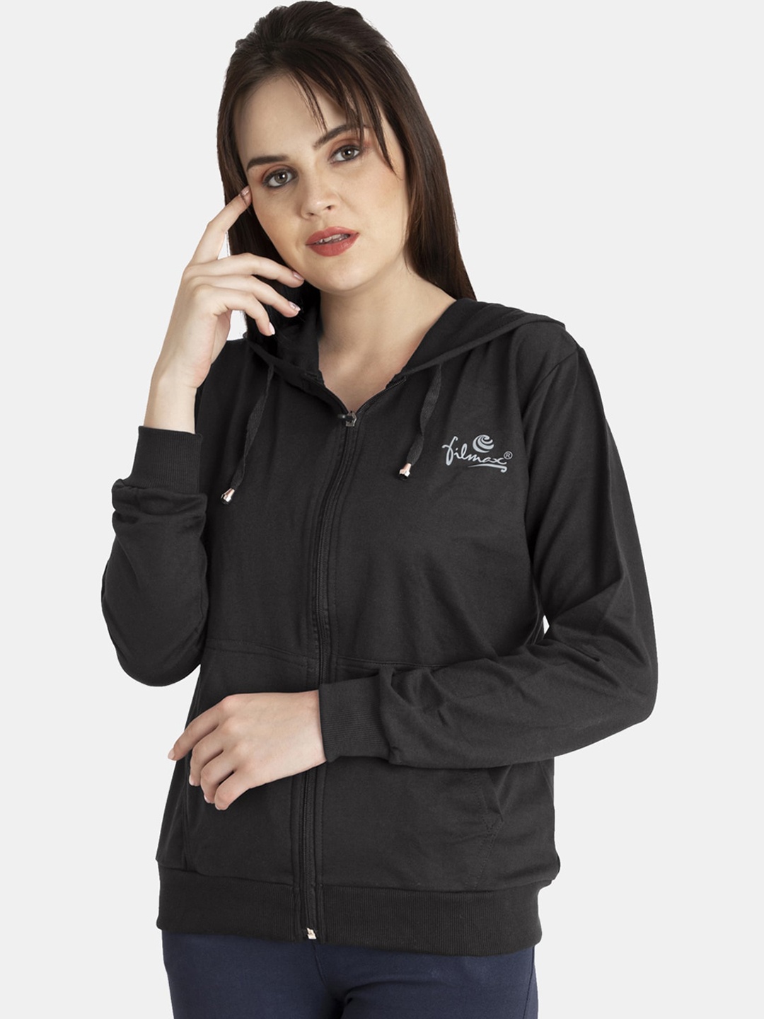 FILMAX ORIGINALS Women Cotton Hooded Sweatshirt, Charcoal