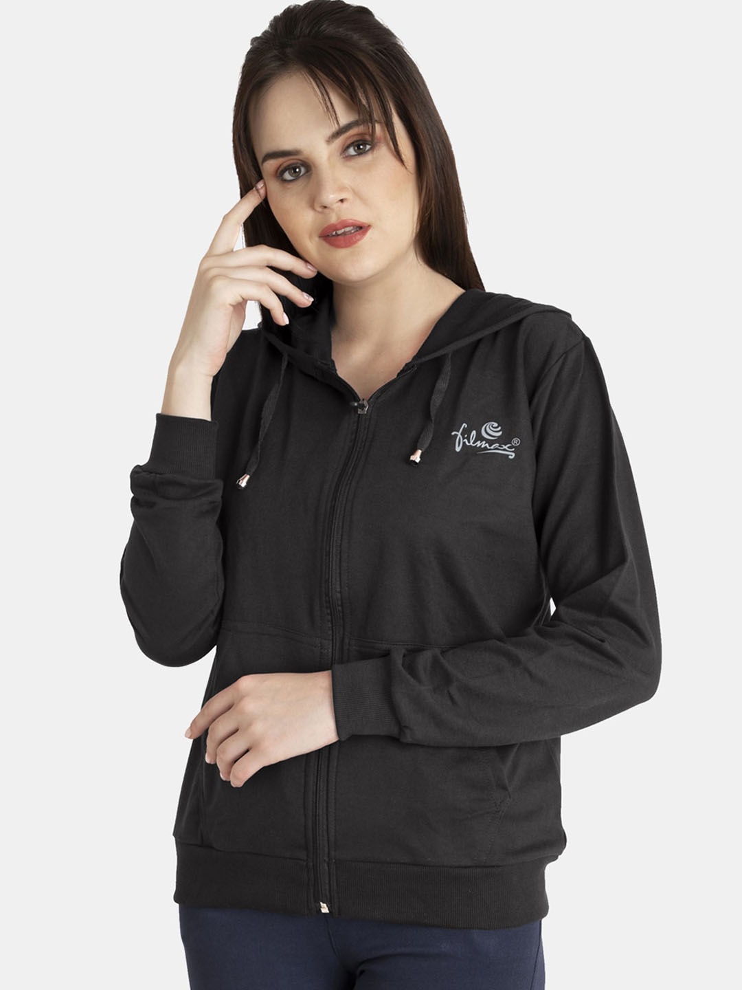 

FILMAX ORIGINALS Women Cotton Hooded Sweatshirt, Charcoal