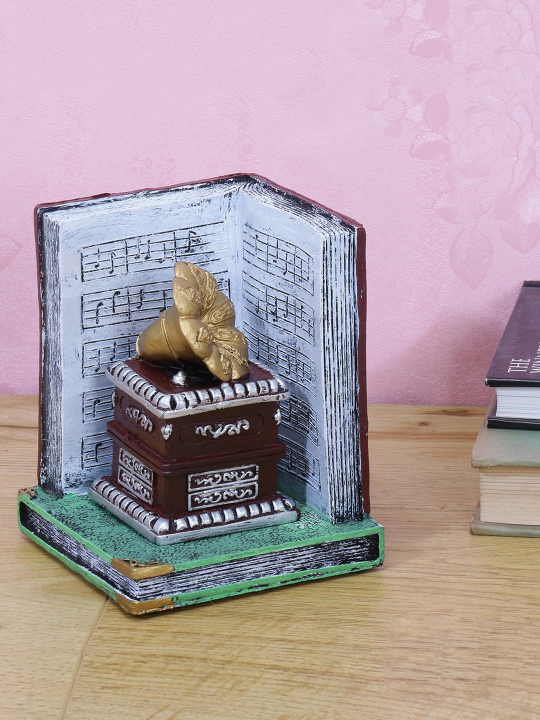 

A Vintage Affair- Home Decor Brown & Green Textured Antique Gramophone Library Accent Showpiece