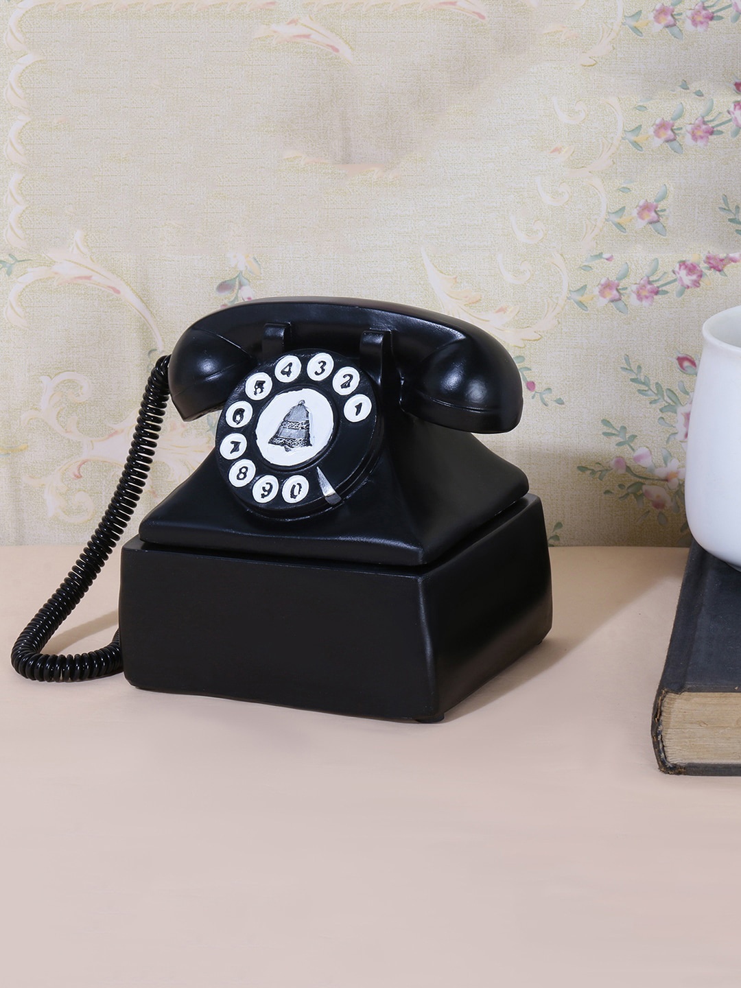 

A Vintage Affair- Home Decor Black Retro Telephone Desk Organizer Showpieces
