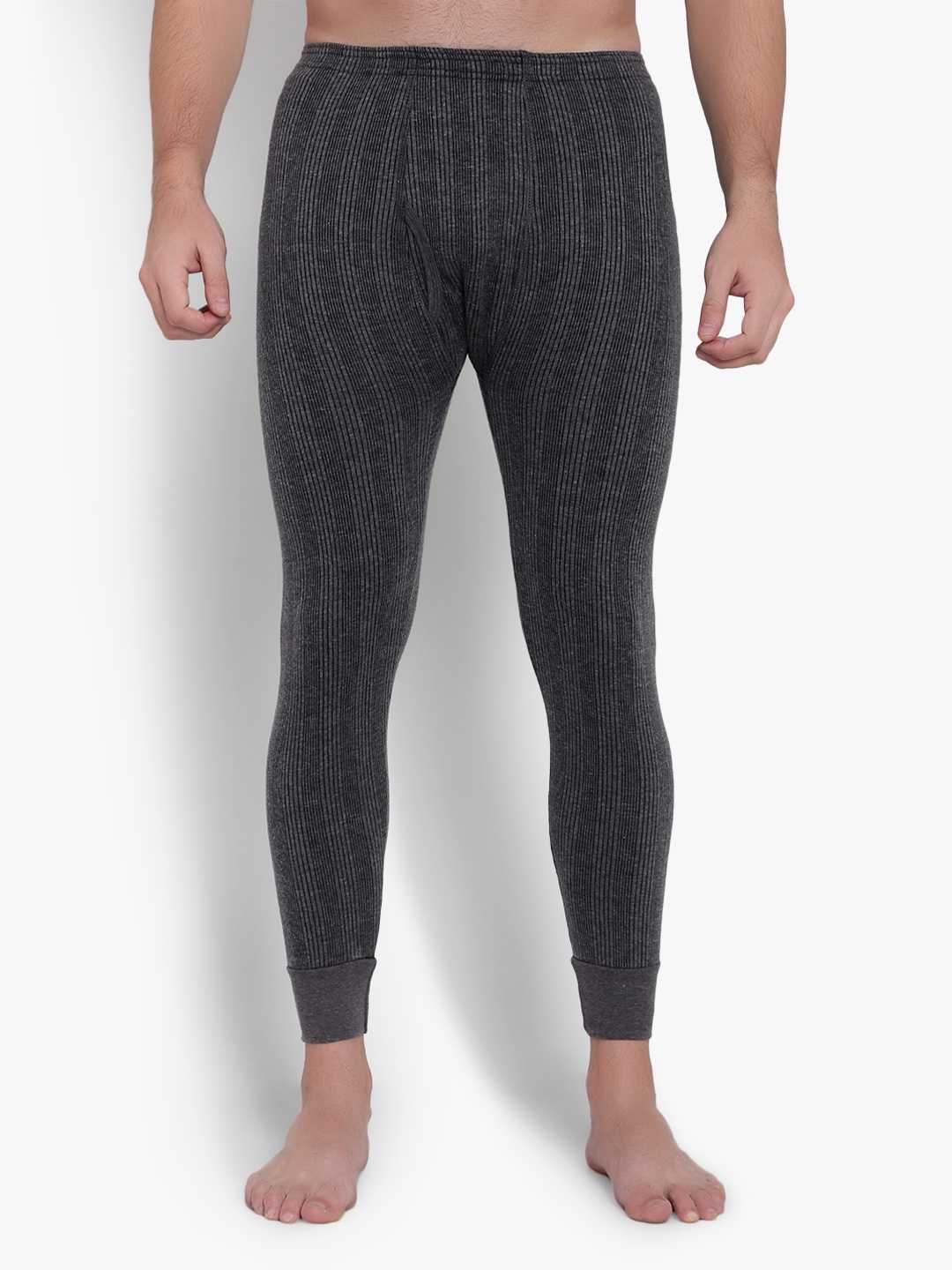 

SKY HEIGHTS Men Ribbed Cotton Thermal Bottoms, Grey
