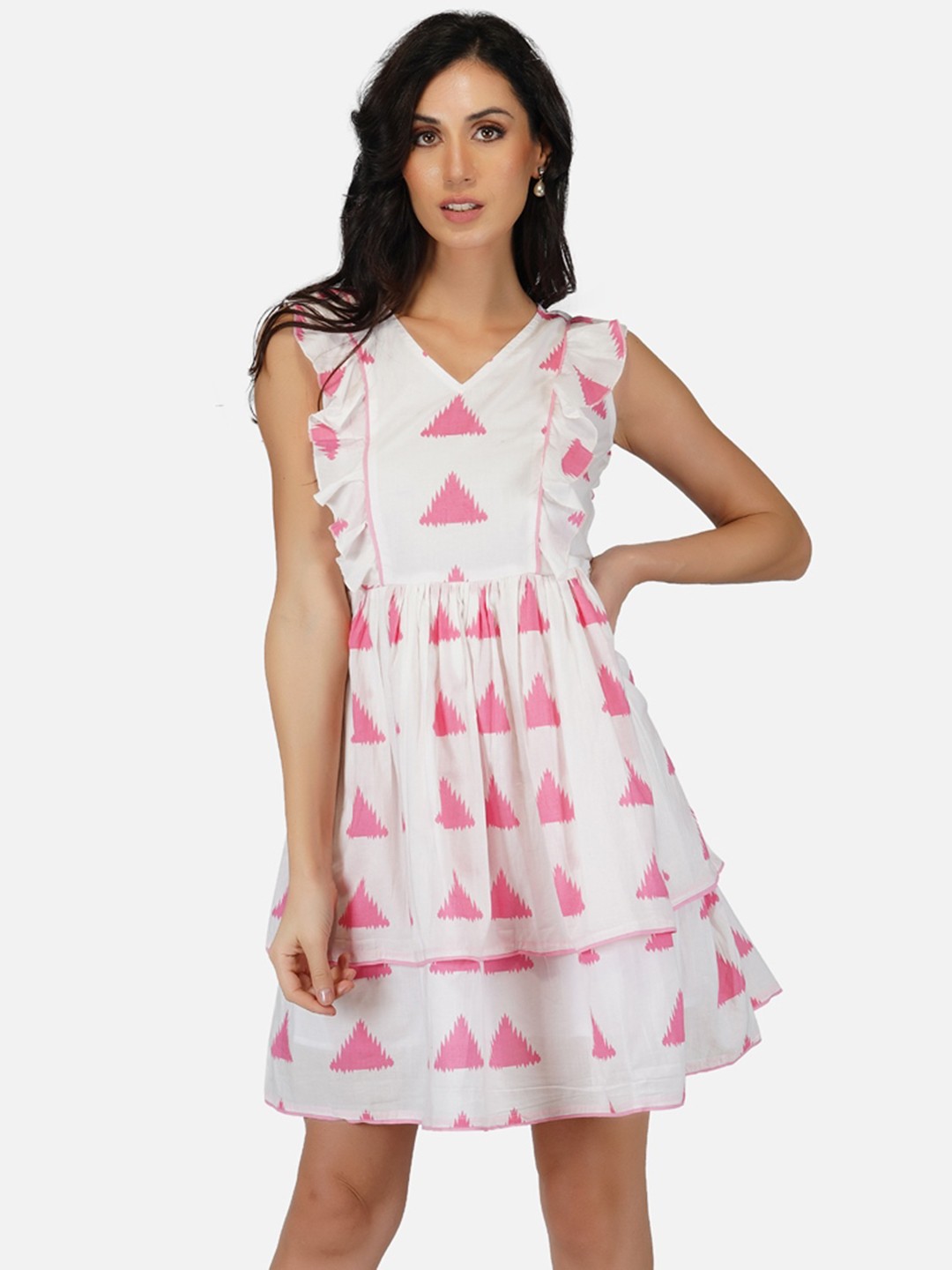 

METRO-FASHION V Neck Dress, Pink