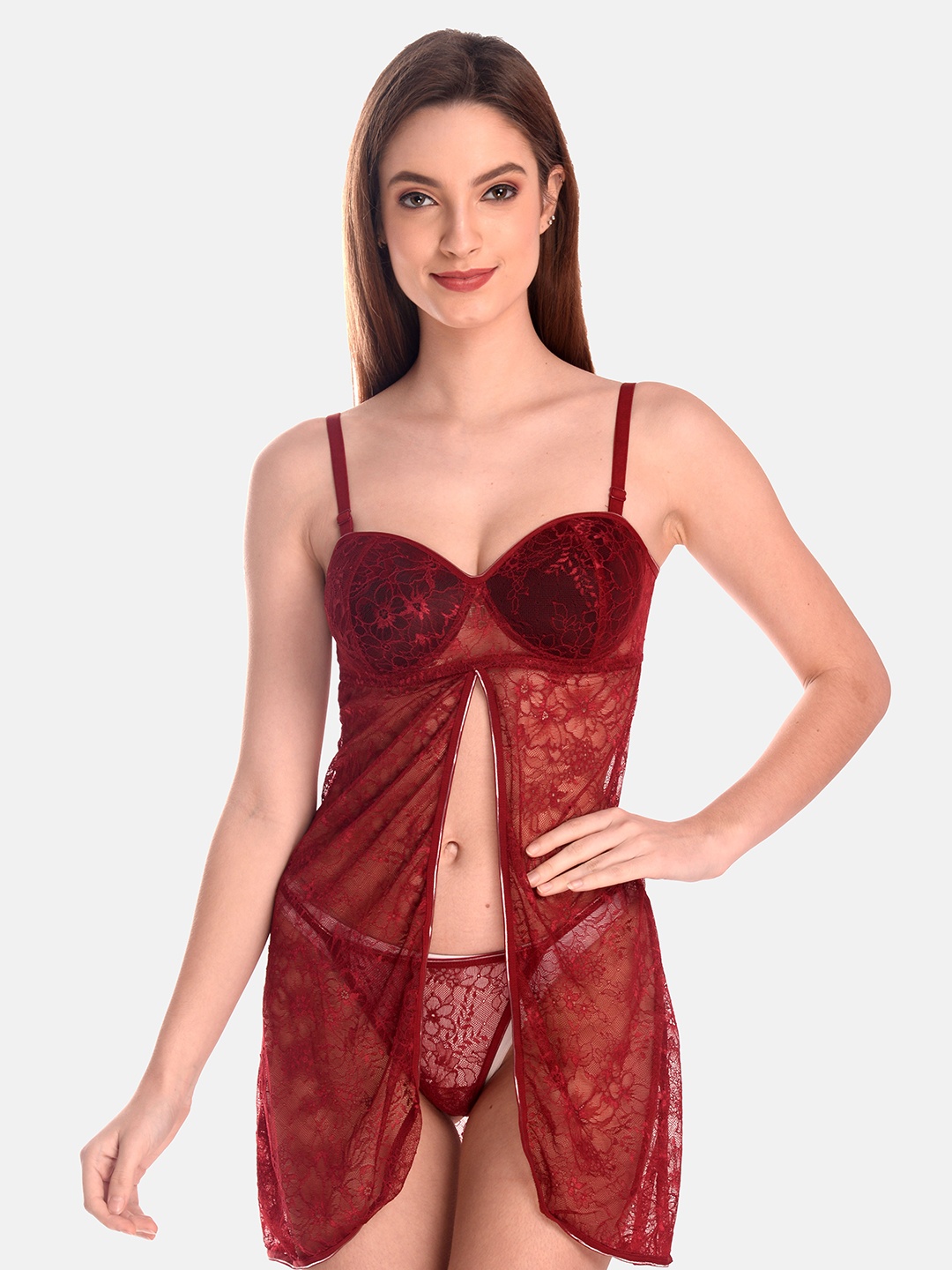 

LOTUSLEAF Net Baby Doll, Maroon