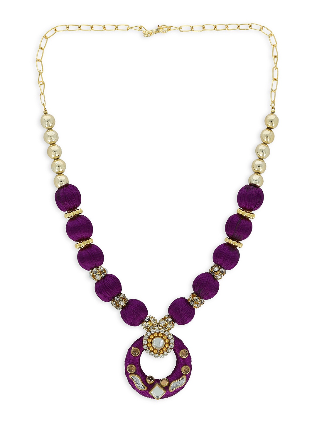 

AKSHARA Girls Gold-Plated Beaded Necklace, Purple