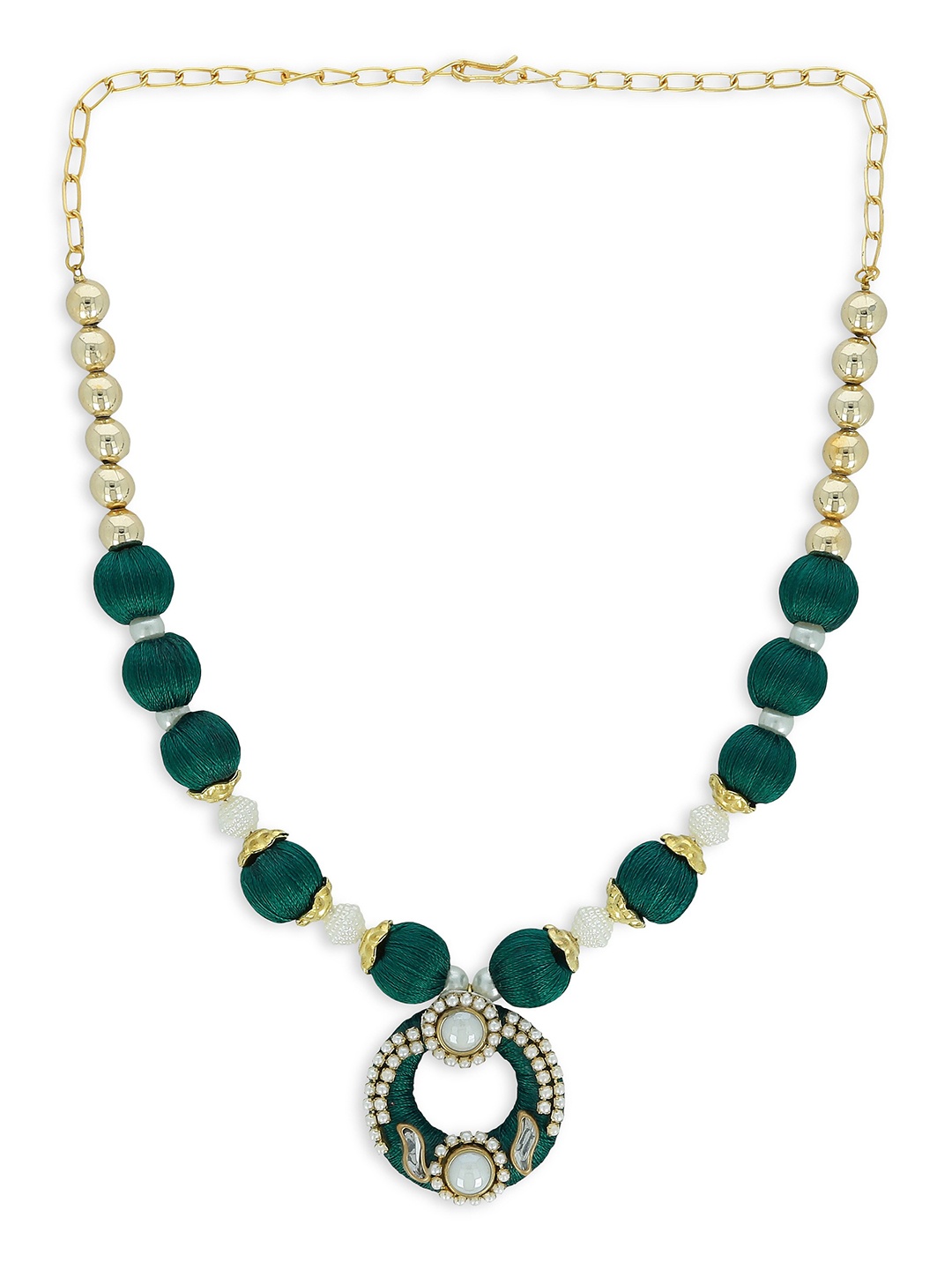 

AKSHARA Girls Gold-Plated Beaded Necklace, Green