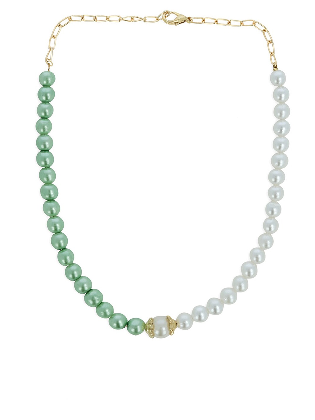 

AKSHARA Girls Gold-Plated Beaded Necklace, Sea green