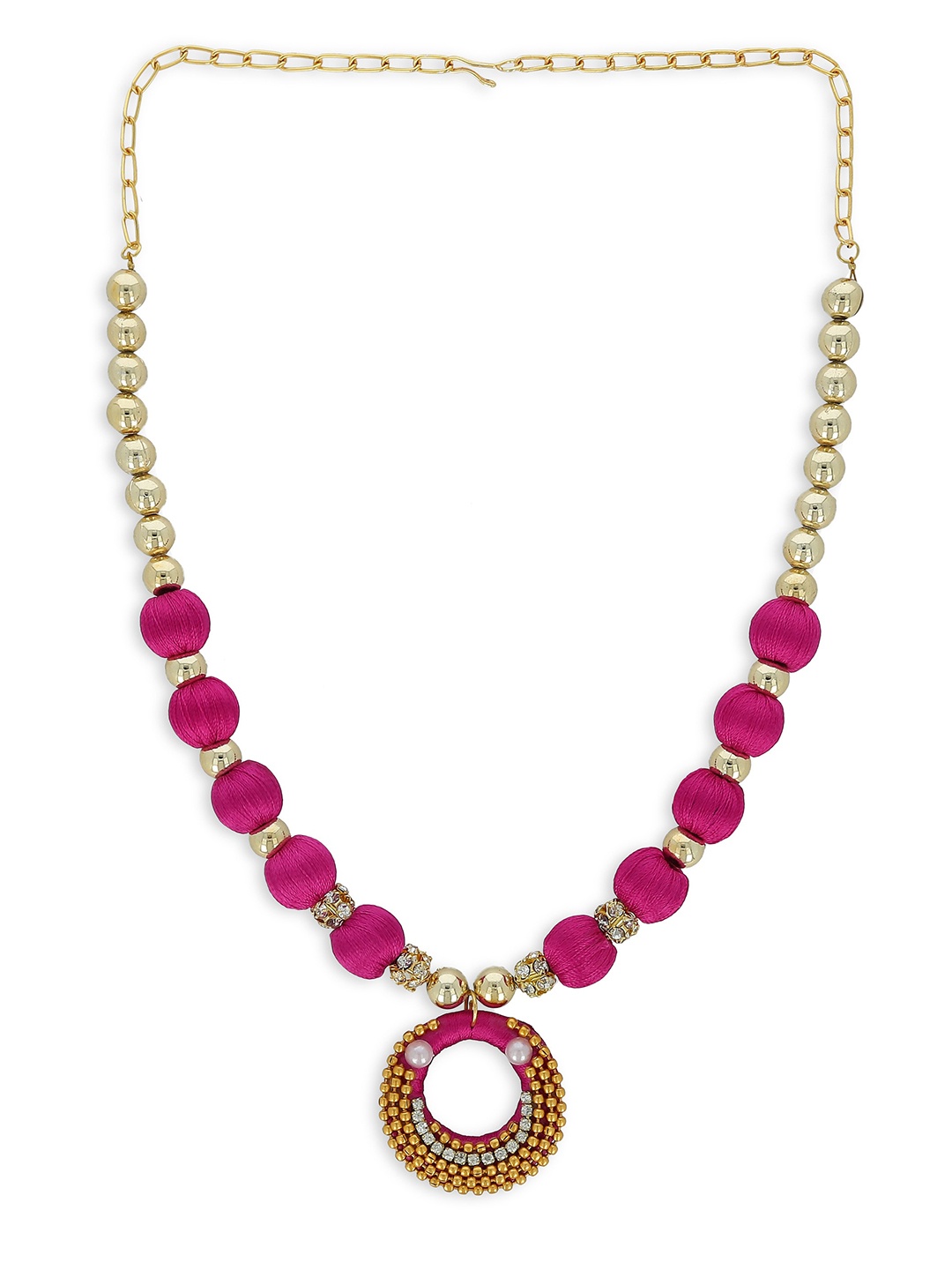 

AKSHARA Girls Gold-Toned & Pink Gold-Plated Necklace