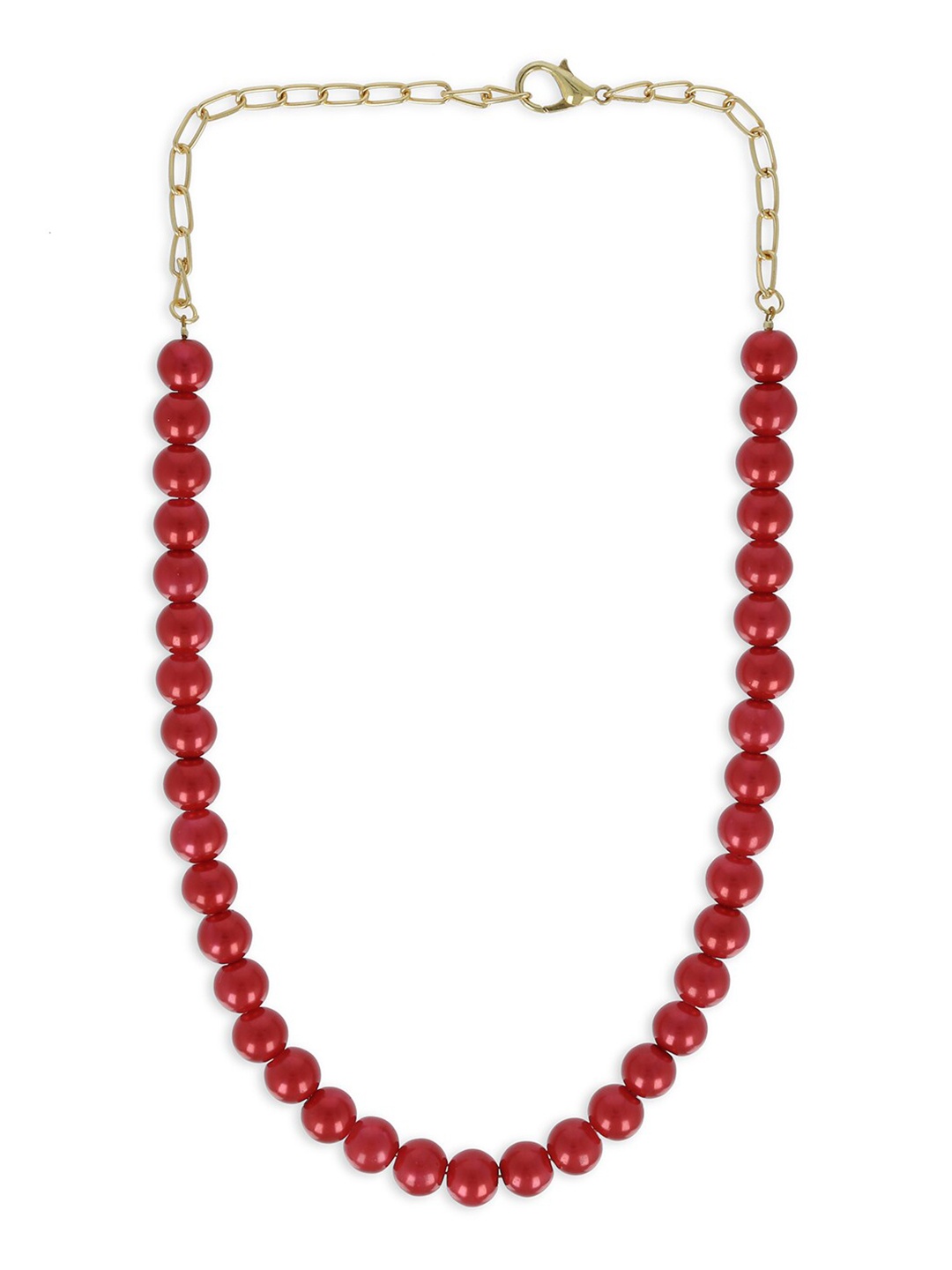 

AKSHARA Girls Gold-Plated Beaded Necklace, Red