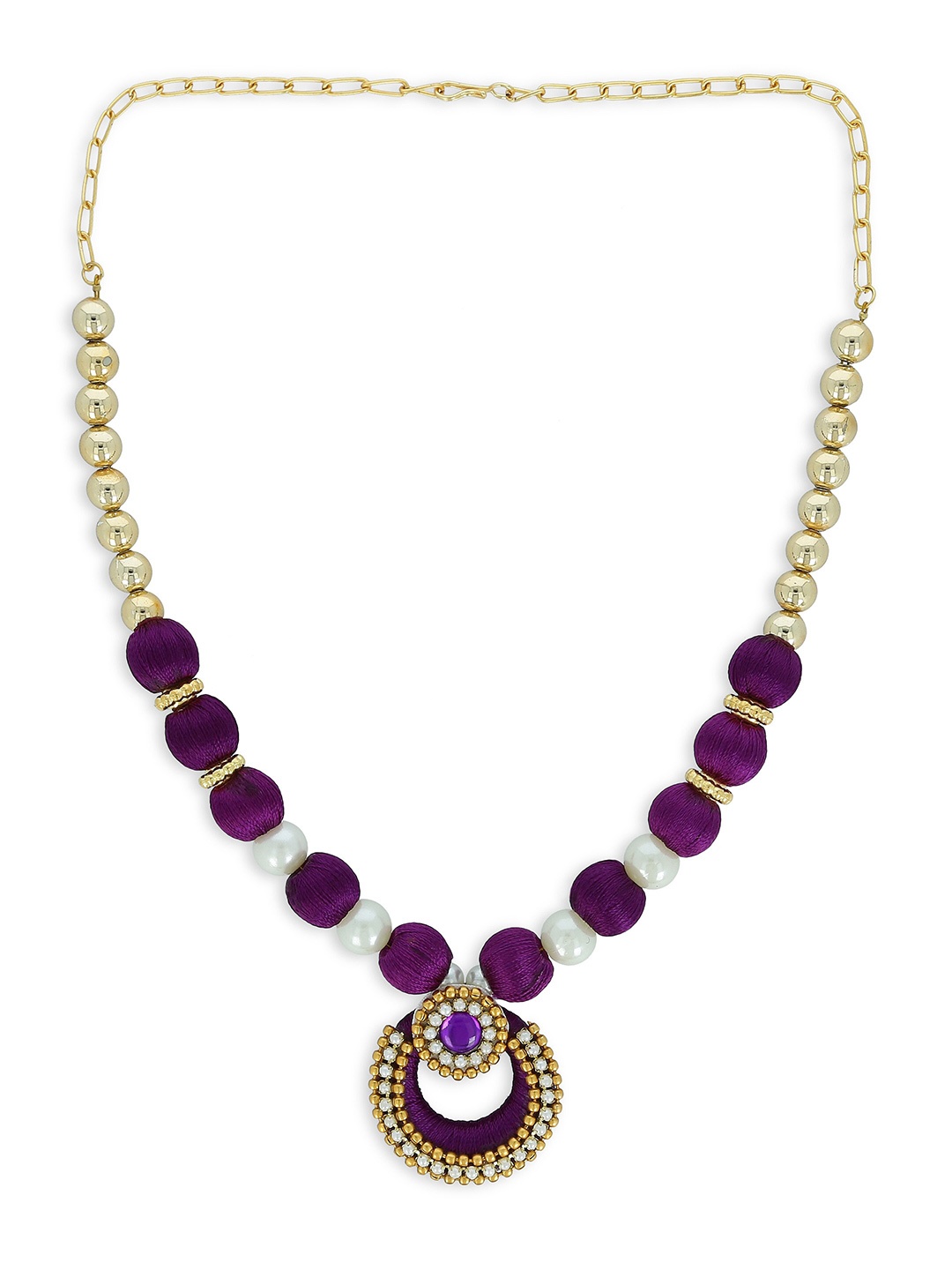 

AKSHARA Girls Gold-Plated Beaded Necklace, Purple