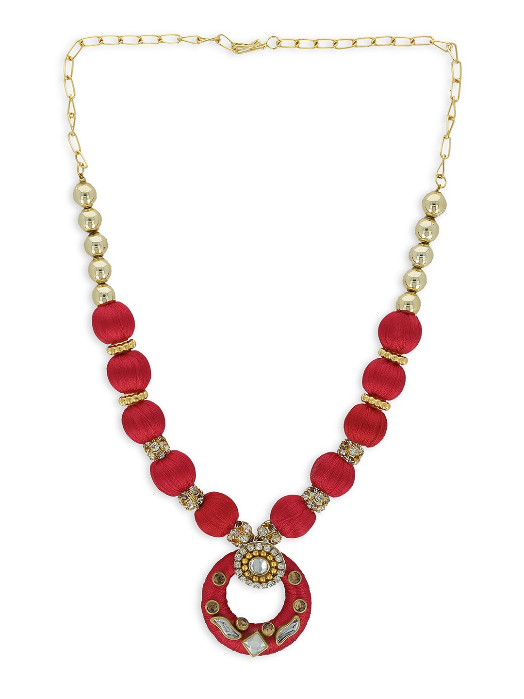 

AKSHARA Girls Gold-Plated Handcrafted Necklace, Red