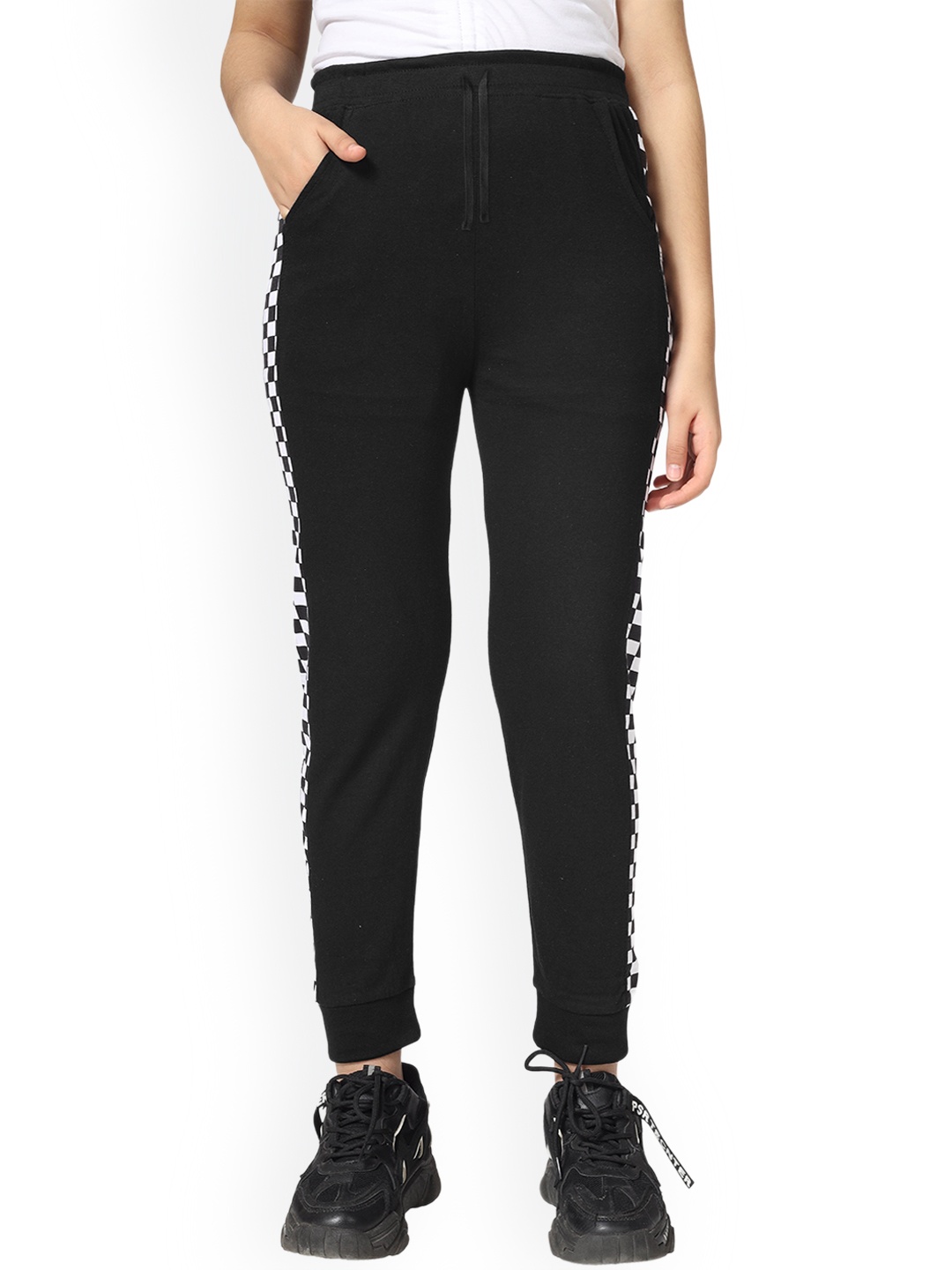 

KYDA KIDS Girls Printed Cotton Joggers, Black