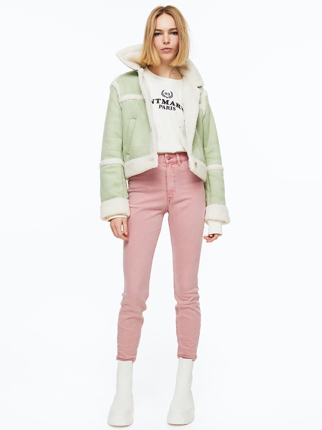 

H&M Women Skinny High Jeans, Pink