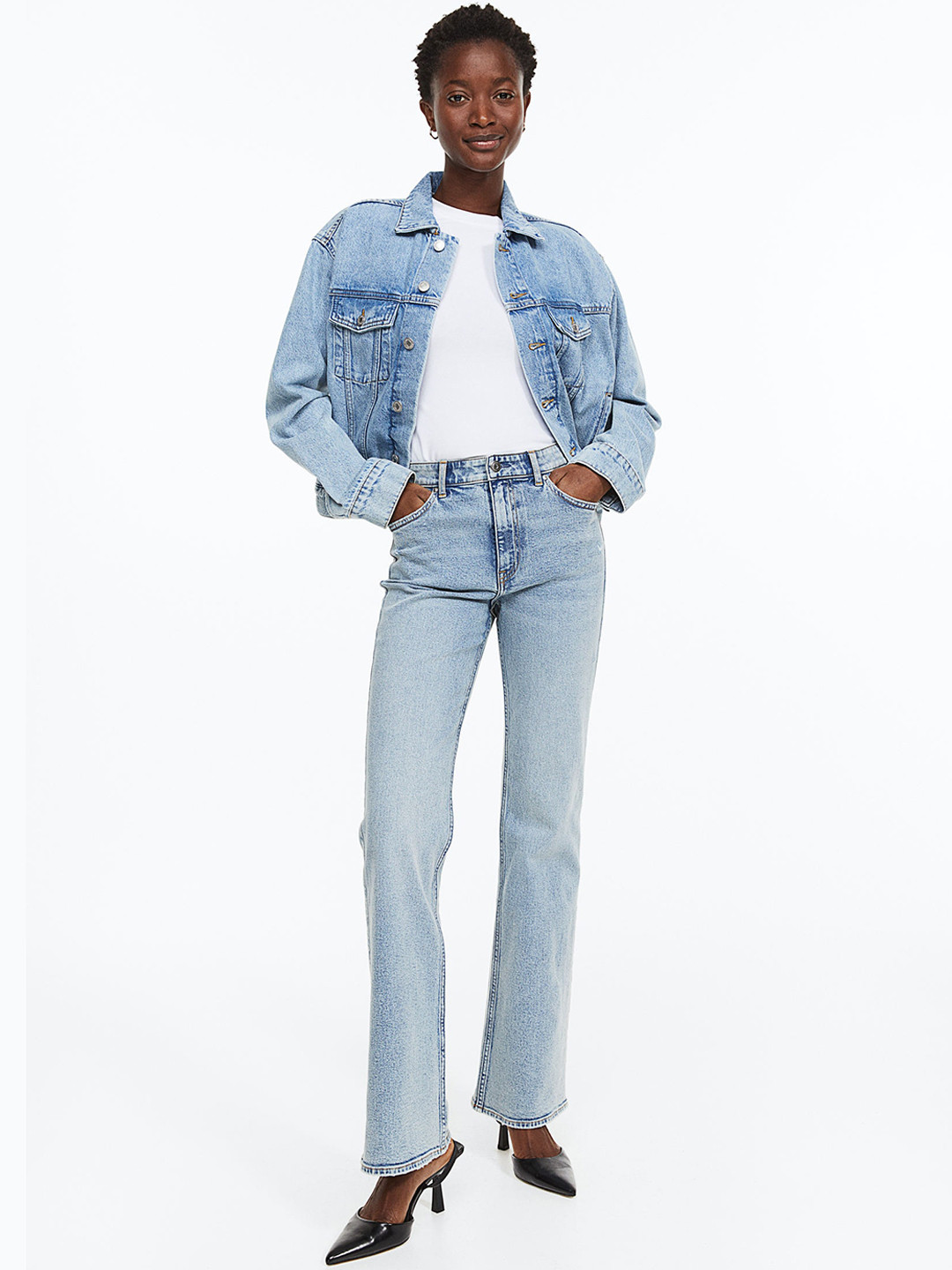 

H&M Women Bootcut High Jeans, Blue