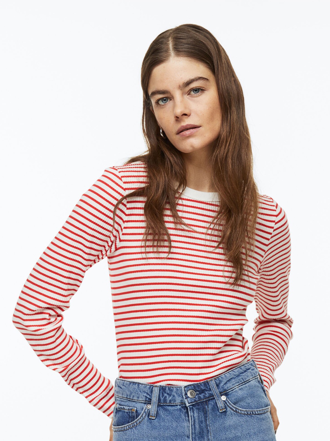 

H&M Ribbed Top, Red