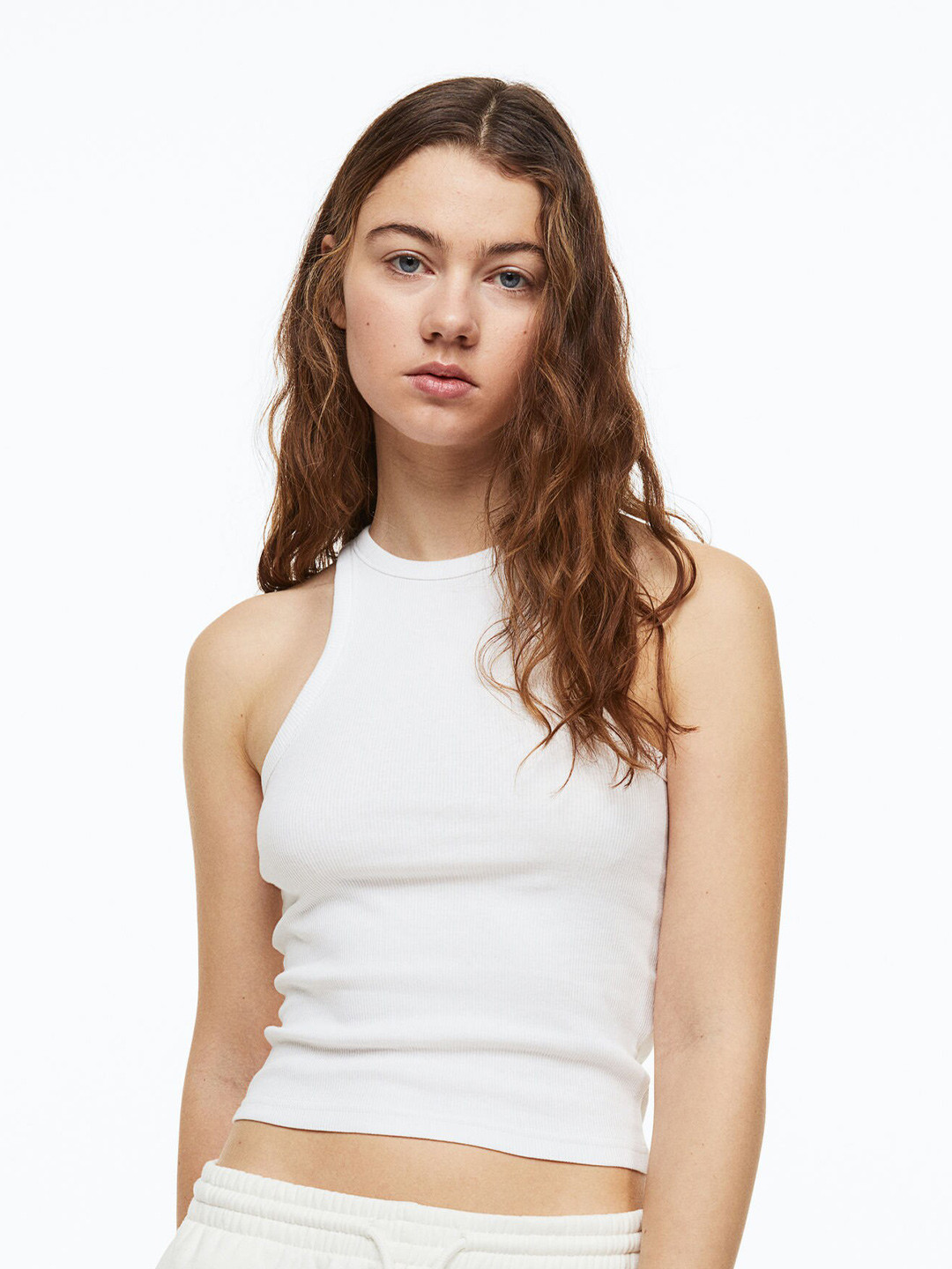 

H&M Cropped Vest Top, White