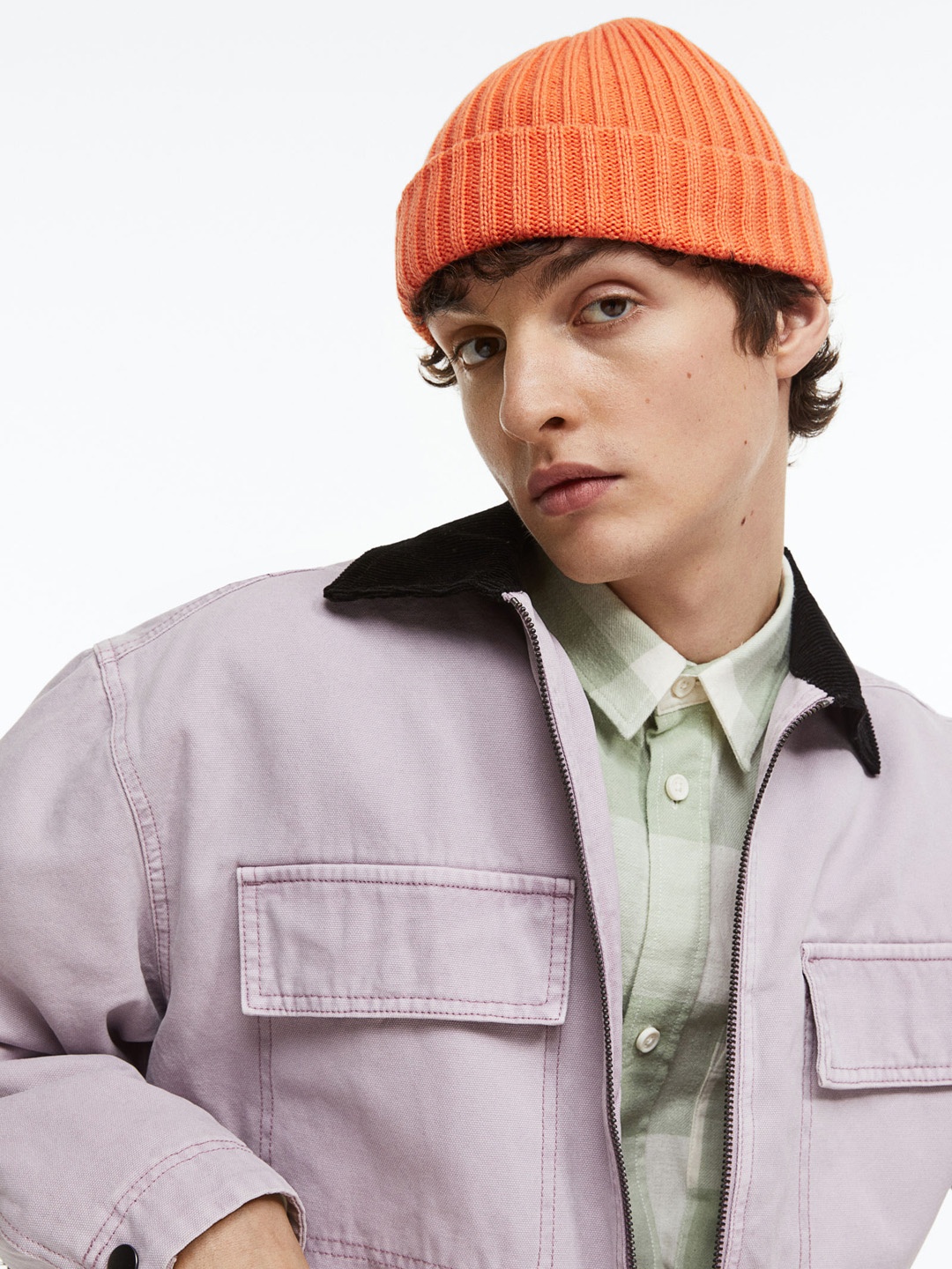 

H&M Men Rib-Knit Hat, Orange