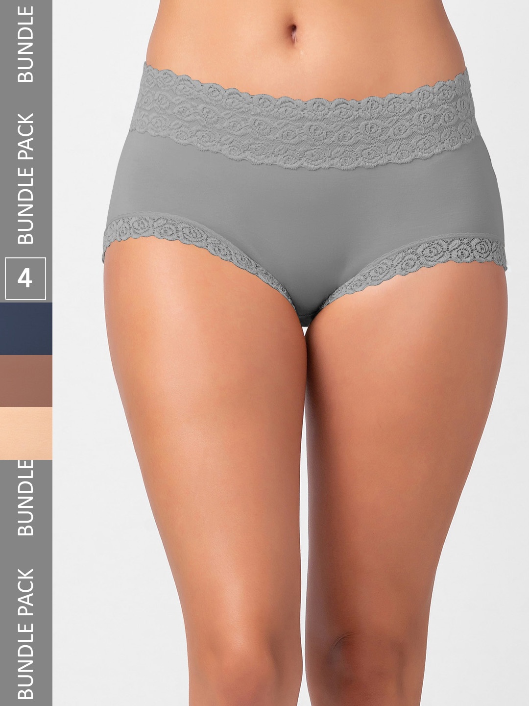 

FashionRack Women Pack Of 4 Assorted Cotton Hipster Briefs