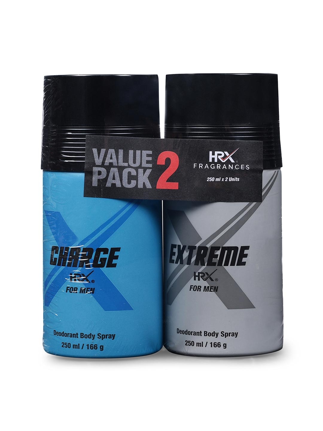 

HRX Men Set of Charge & Extreme Deodorant Body Spray - 250 ml Each, Blue
