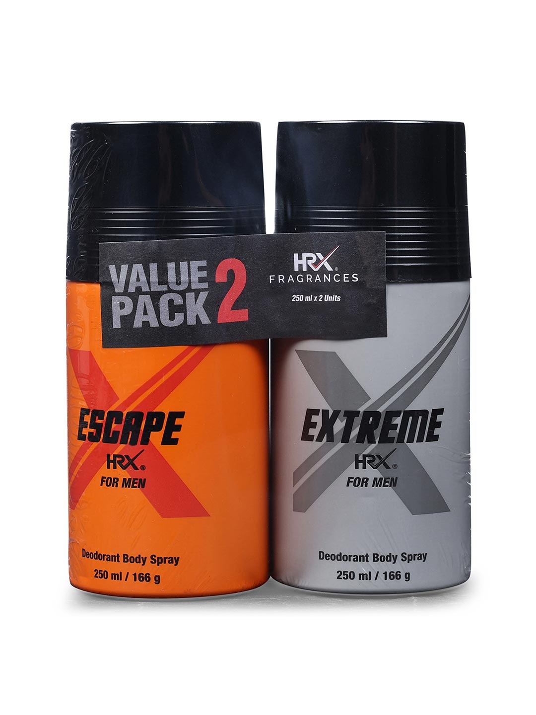 HRX Men Set of Escape & Extreme Deodorant Body Spray - 250 ml Each, Orange