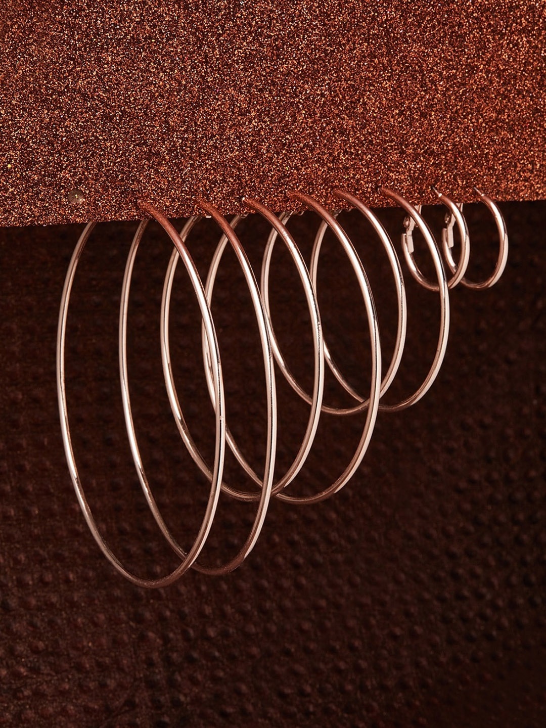 

Accessorize Set Of 4 Geometric Hoop Earrings, Rose gold