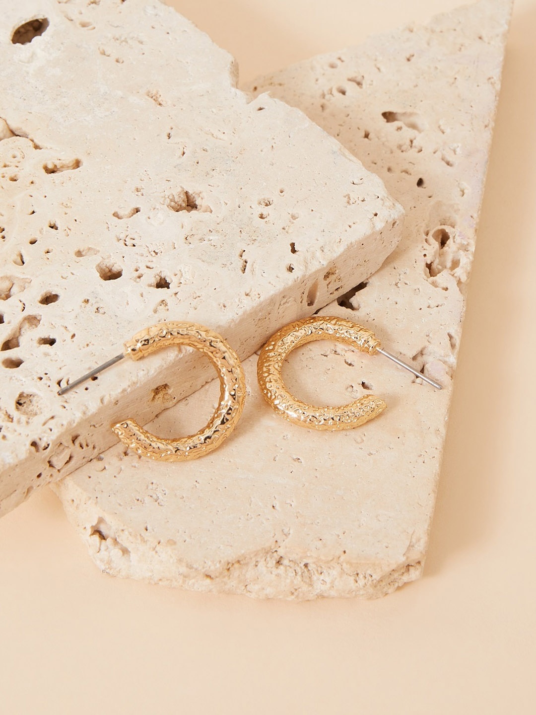 

Accessorize Classic Textured Tube Half Hoop Earrings, Gold