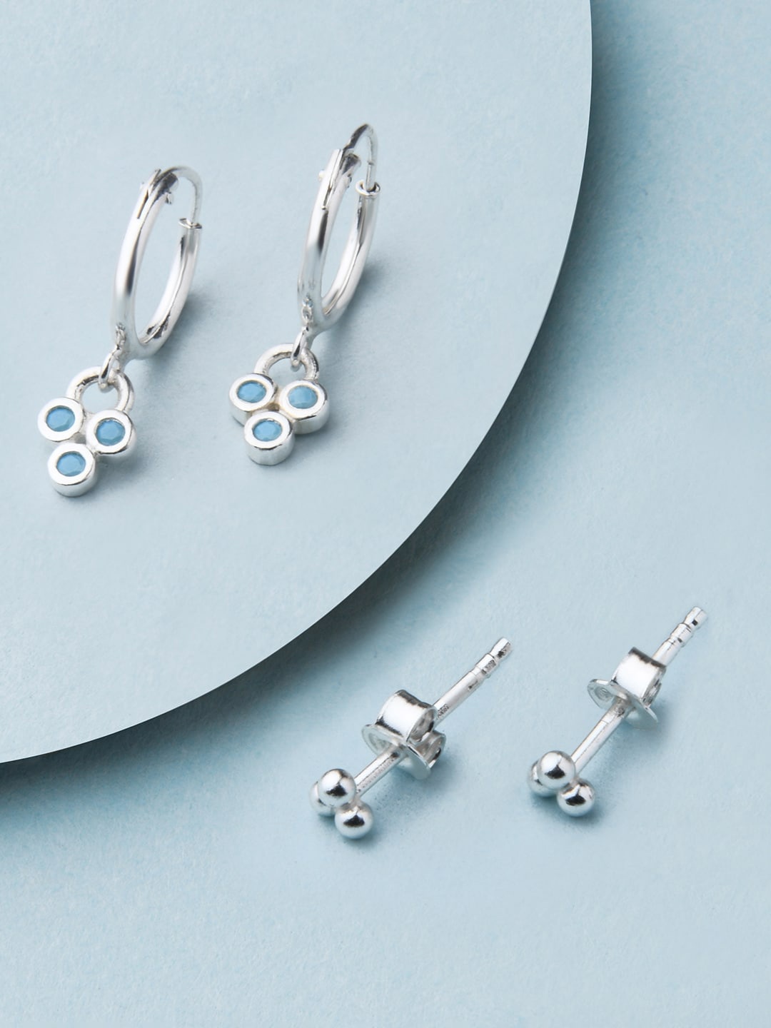 

Accessorize Set of 2 Circular 925 Pure Sterling Silver Studs