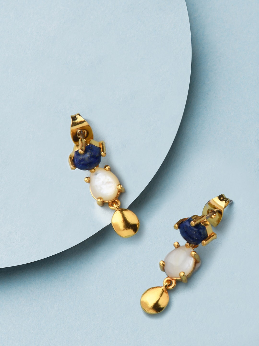 

Accessorize Gold Plated Grecian Stone Classic Drop Earrings, Blue