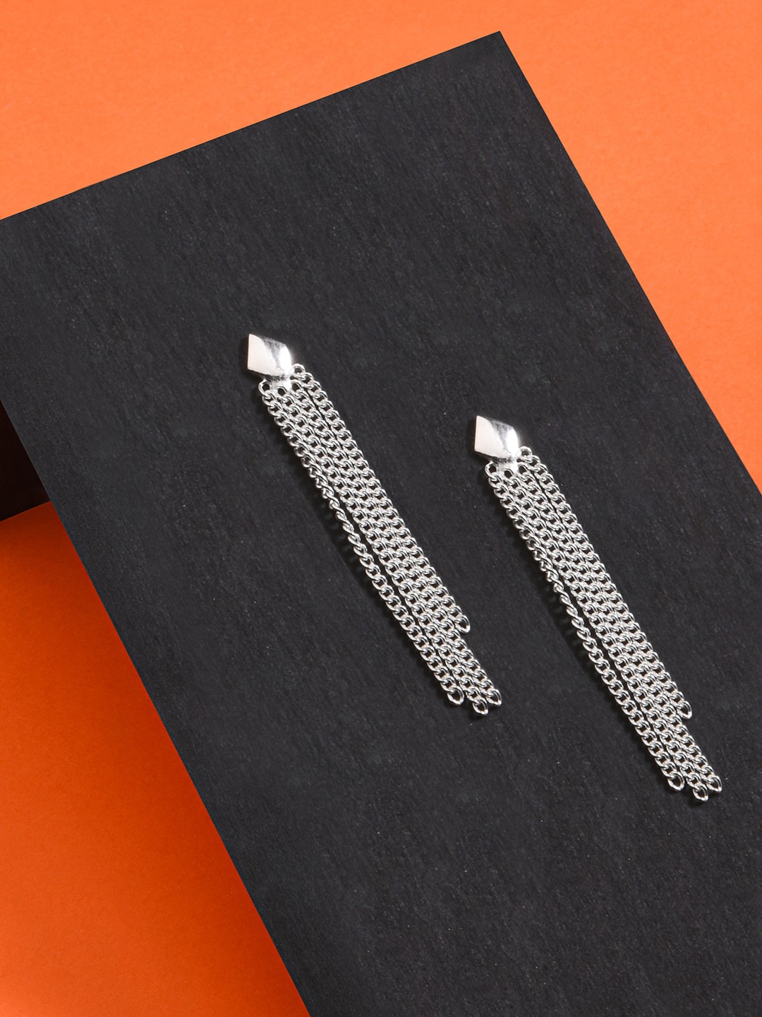 

Accessorize Women 925 Pure Sterling Silver Chain Statement Drop Earrings