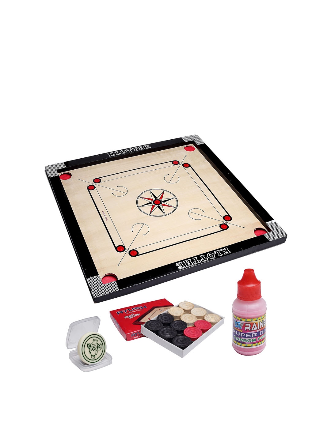 

KLOTTHE Kids Carrom Board With 1 Striker & 24 Coins & Carrom Powder, Beige