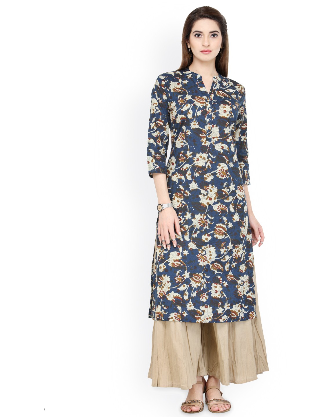 

Varanga Blue Floral Printed Kurta
