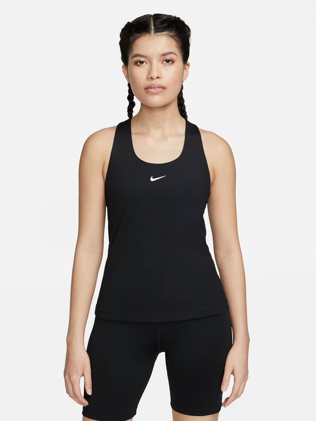 

Nike Solid DRI-FIT Round Neck Sleeveless Tank Top, Black