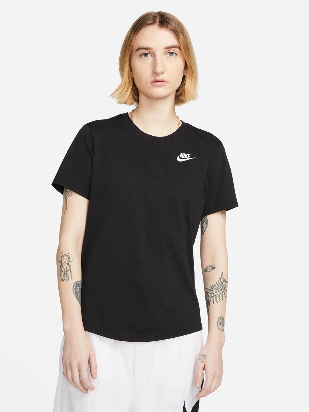 

Nike Women Solid Pure Cotton Round Neck T-shirt, Black