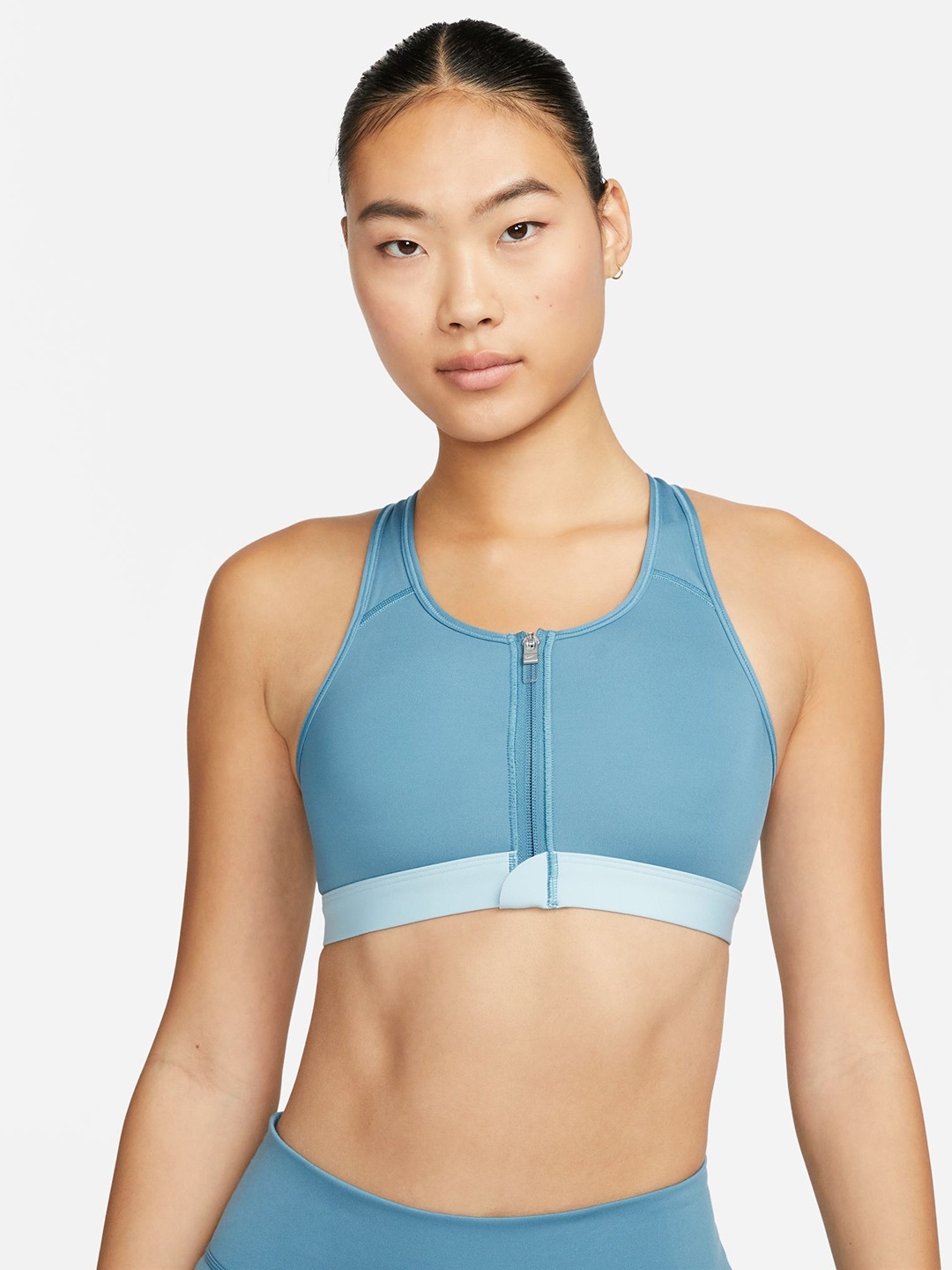 

Nike Swoosh Women's Medium-Support Padded Zip-Front Sports Bra, Blue
