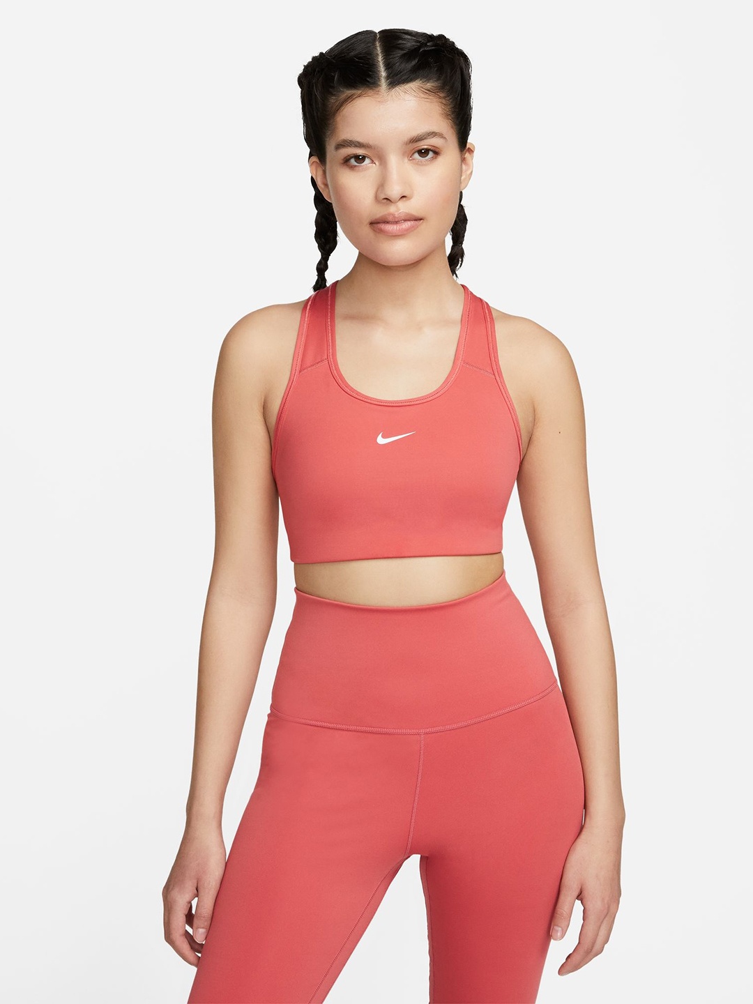 

Nike Swoosh Women's Medium-Support 1-Piece Pad Sports Bra, Coral