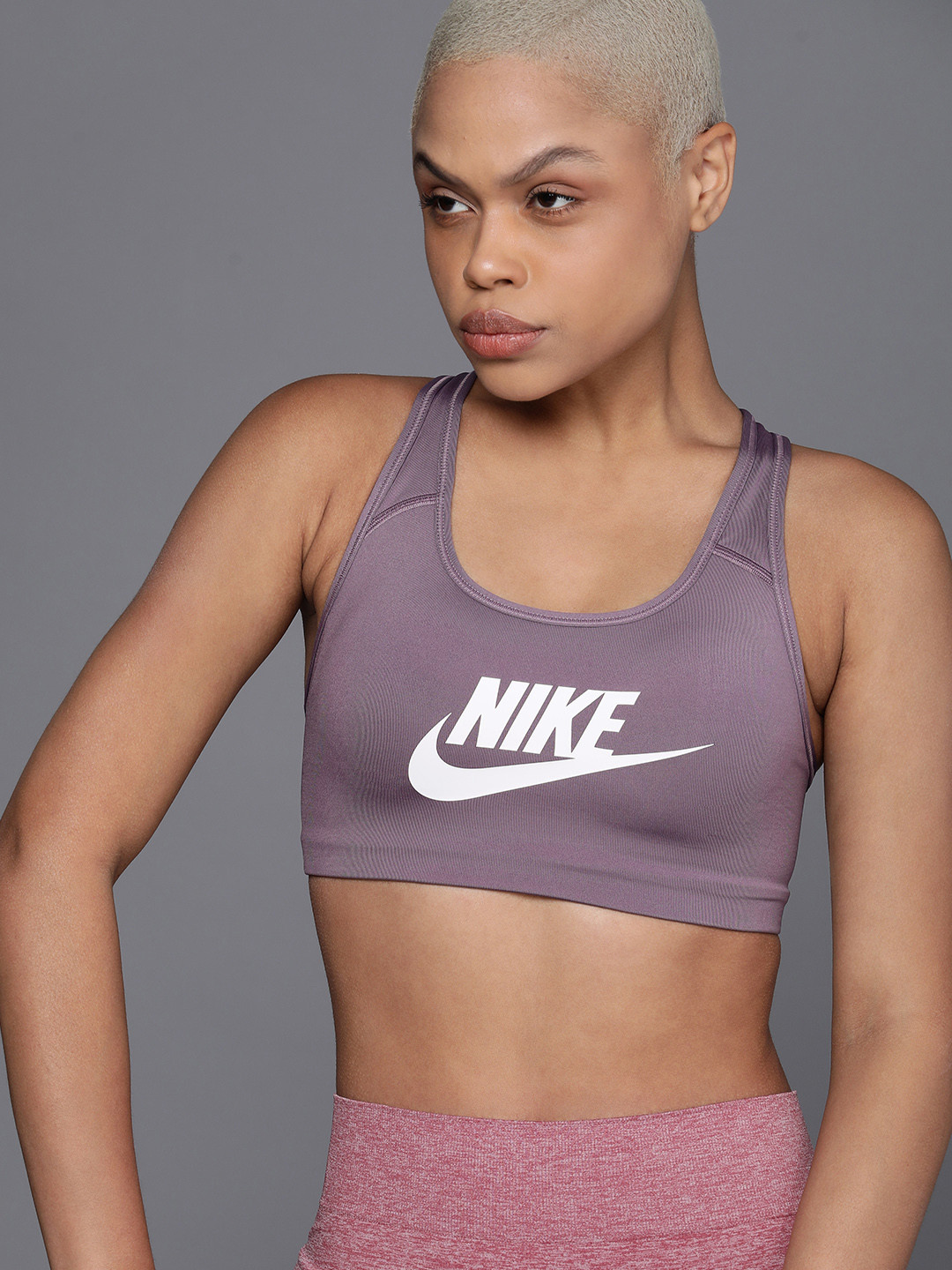 

Nike Classic Swoosh Futura Women's Medium-Support Padded Sports Bra, Purple