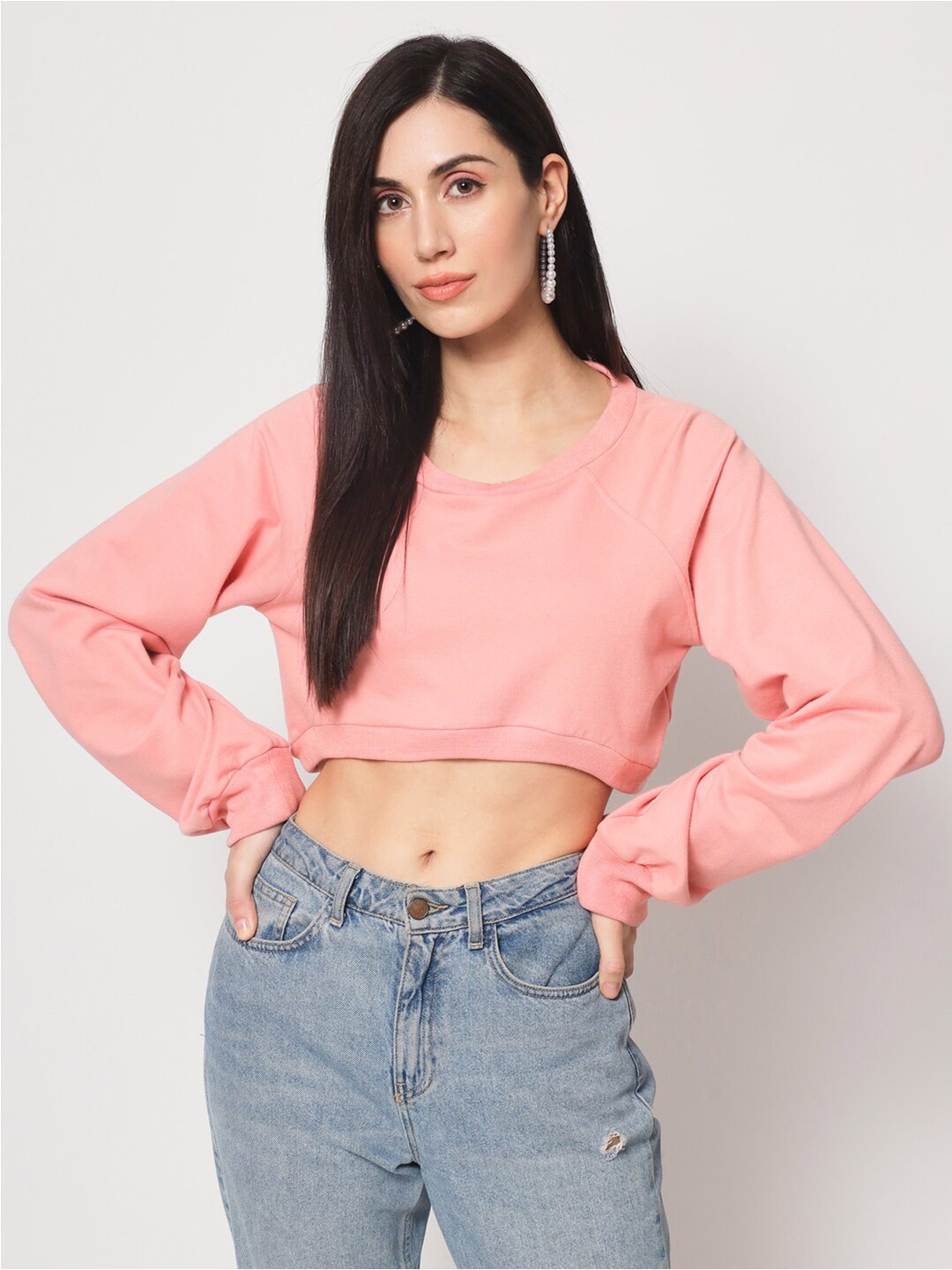 

CHARMGAL Rib-Knit Crop Top, Pink