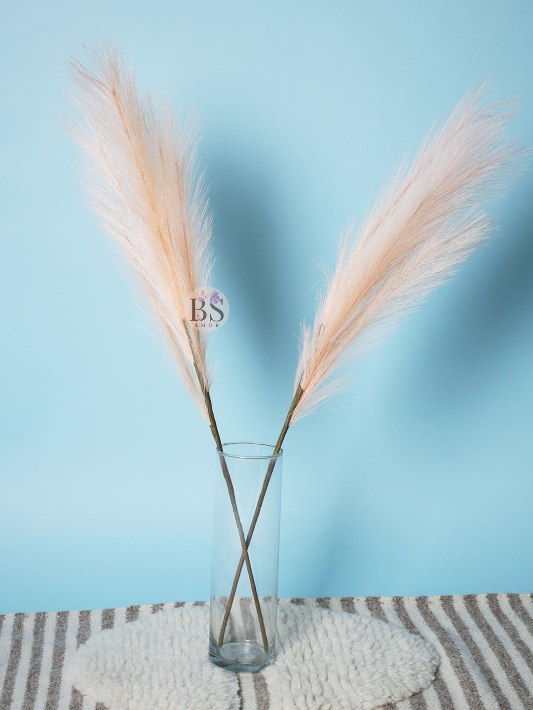 

BS AMOR Set Of 2 Peach Artificial Pampas Tall Faux Dried Grass Bunch