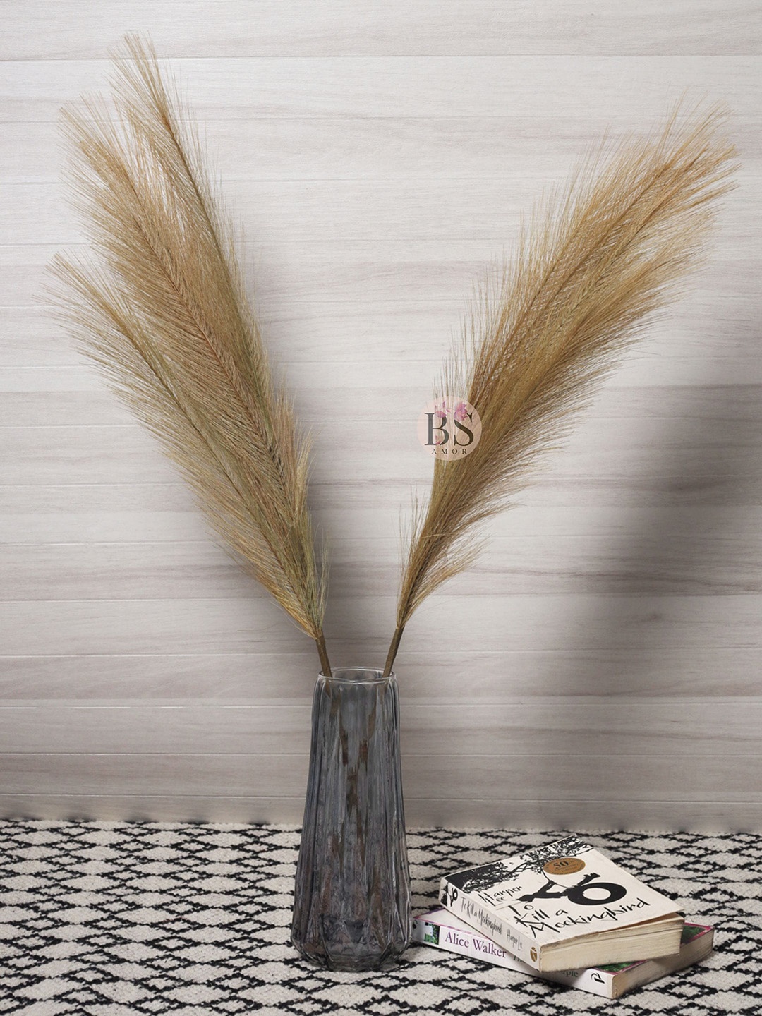 

BS AMOR Set Of 2 Brown Artificial Tall Faux Dried Pampas Grass Bunch