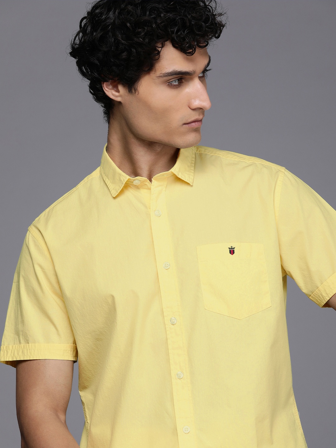 

Louis Philippe Jeans Men Slim Fit Pure Cotton Casual Shirt, Yellow