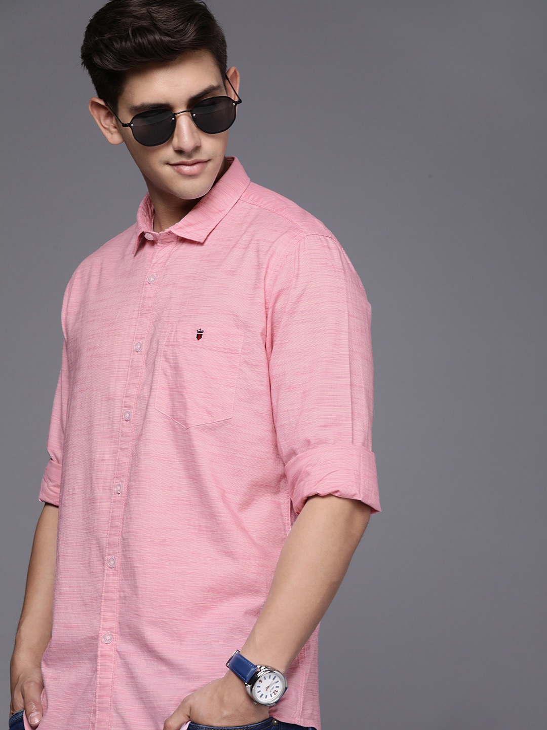 

Louis Philippe Jeans Pure Cotton Slim Fit Casual Shirt, Pink