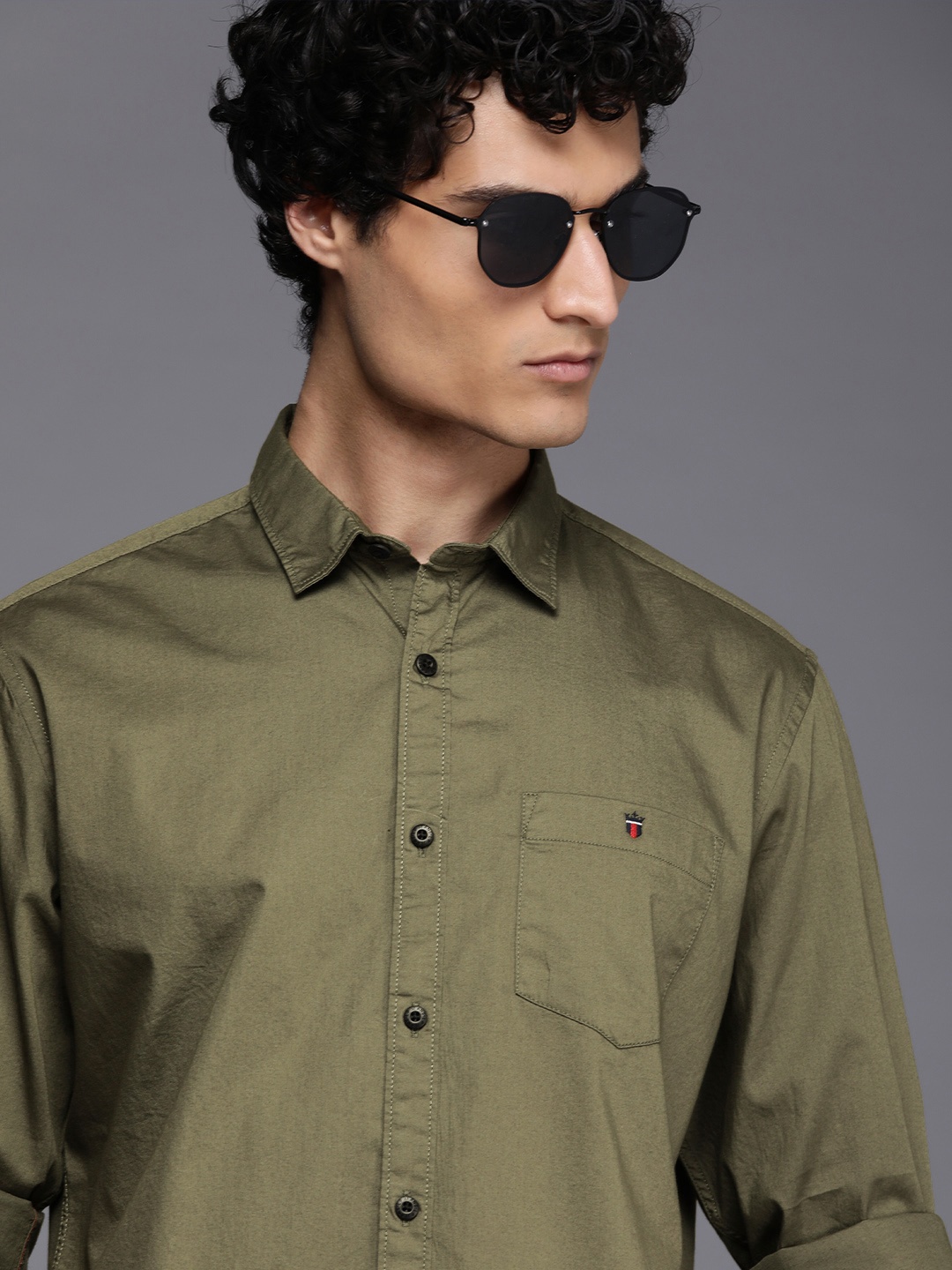 

Louis Philippe Jeans Men Slim Fit Casual Shirt, Olive