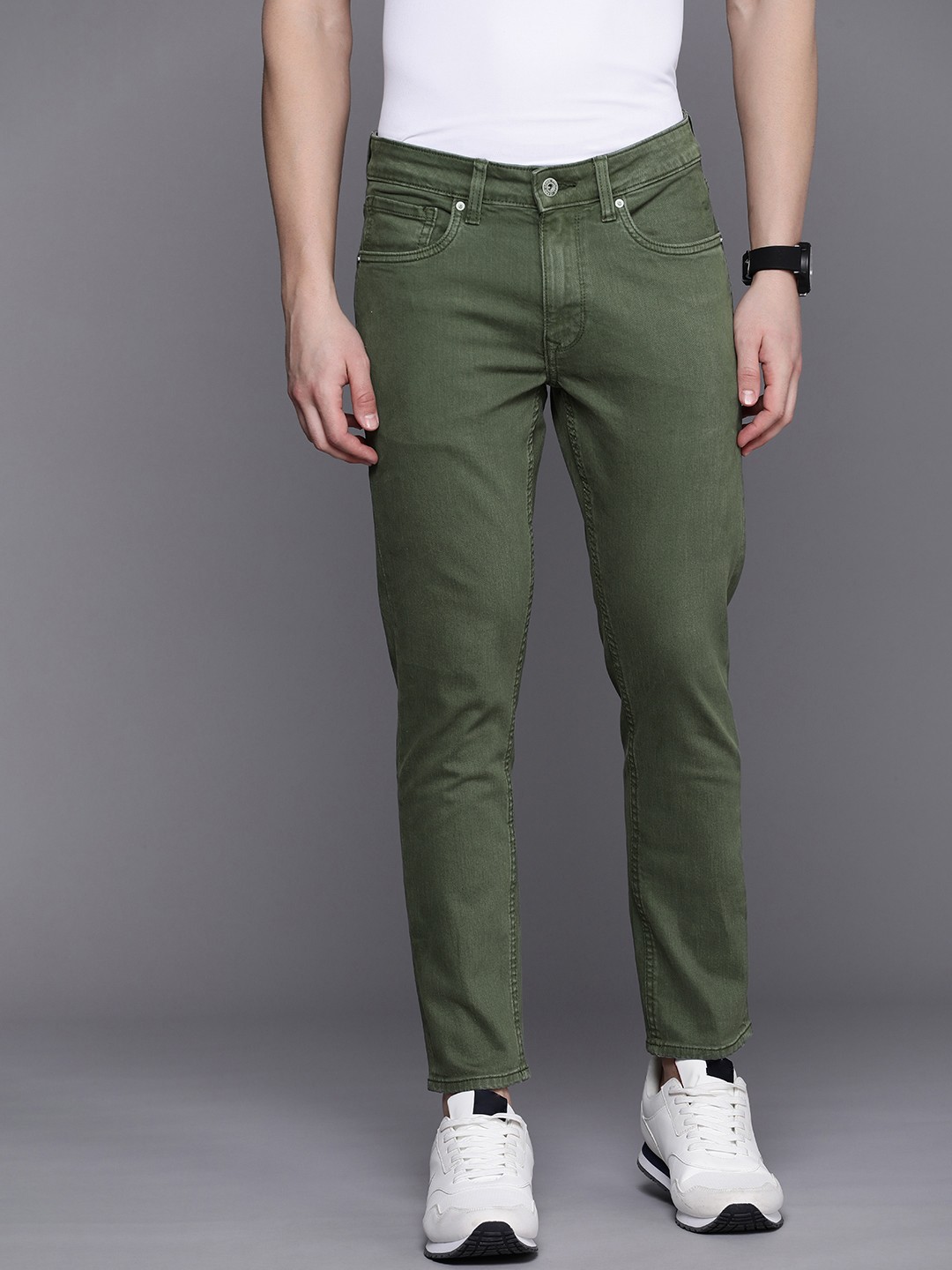 

Louis Philippe Jeans Men Mid-Rise Smart Skinny Fit Stretchable Jeans, Olive