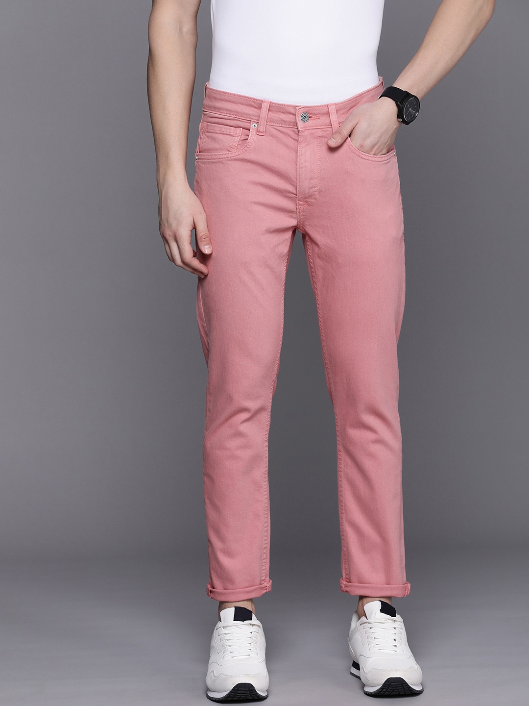 

Louis Philippe Jeans Men Mid-Rise Smart Skinny Fit Stretchable Jeans, Pink